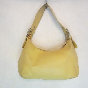 Nine West Small Yellow Hand Bag Buckle Strap Zipper Closure Silver Hardware
